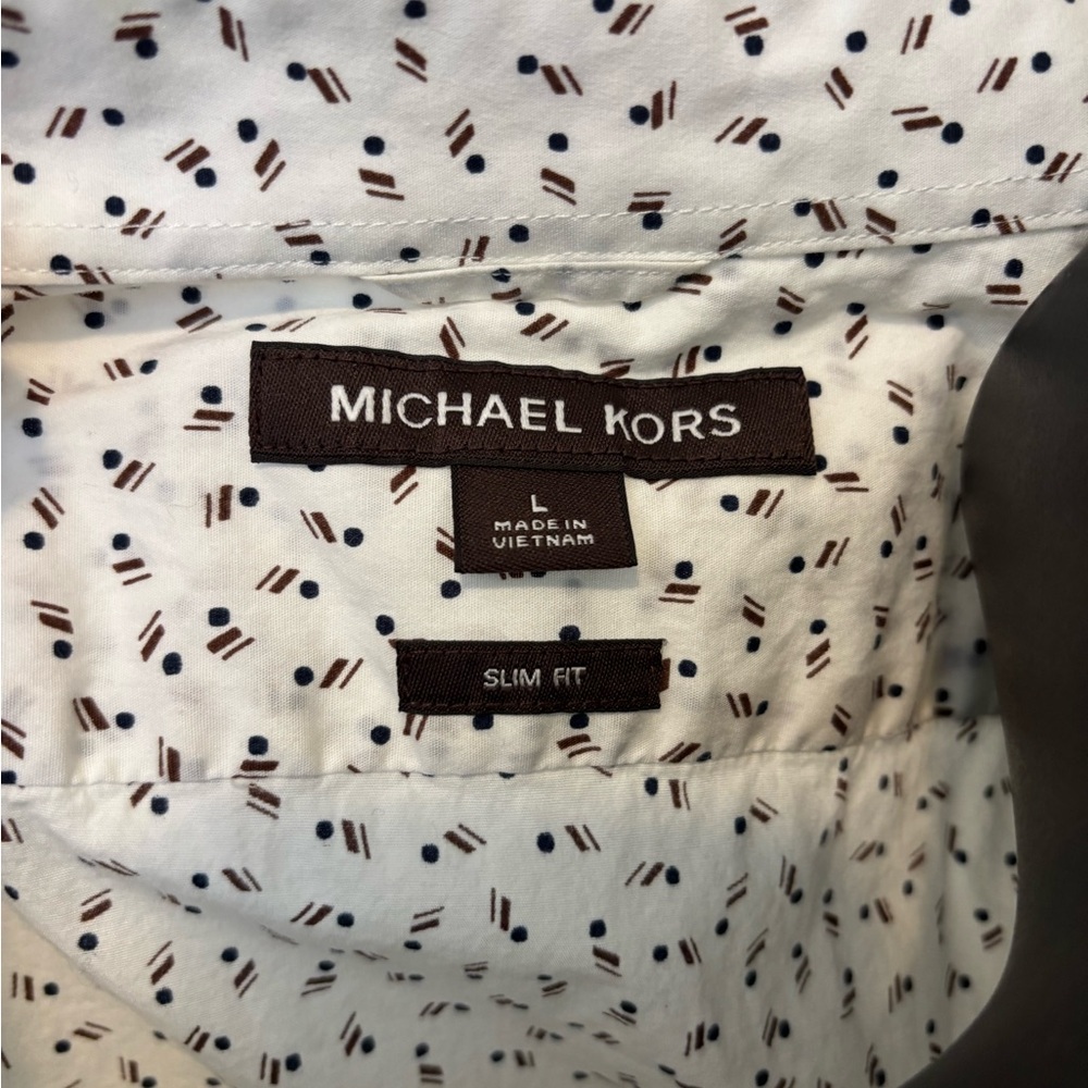 Michael Kors Cream Shirt with Brown and Black Pattern